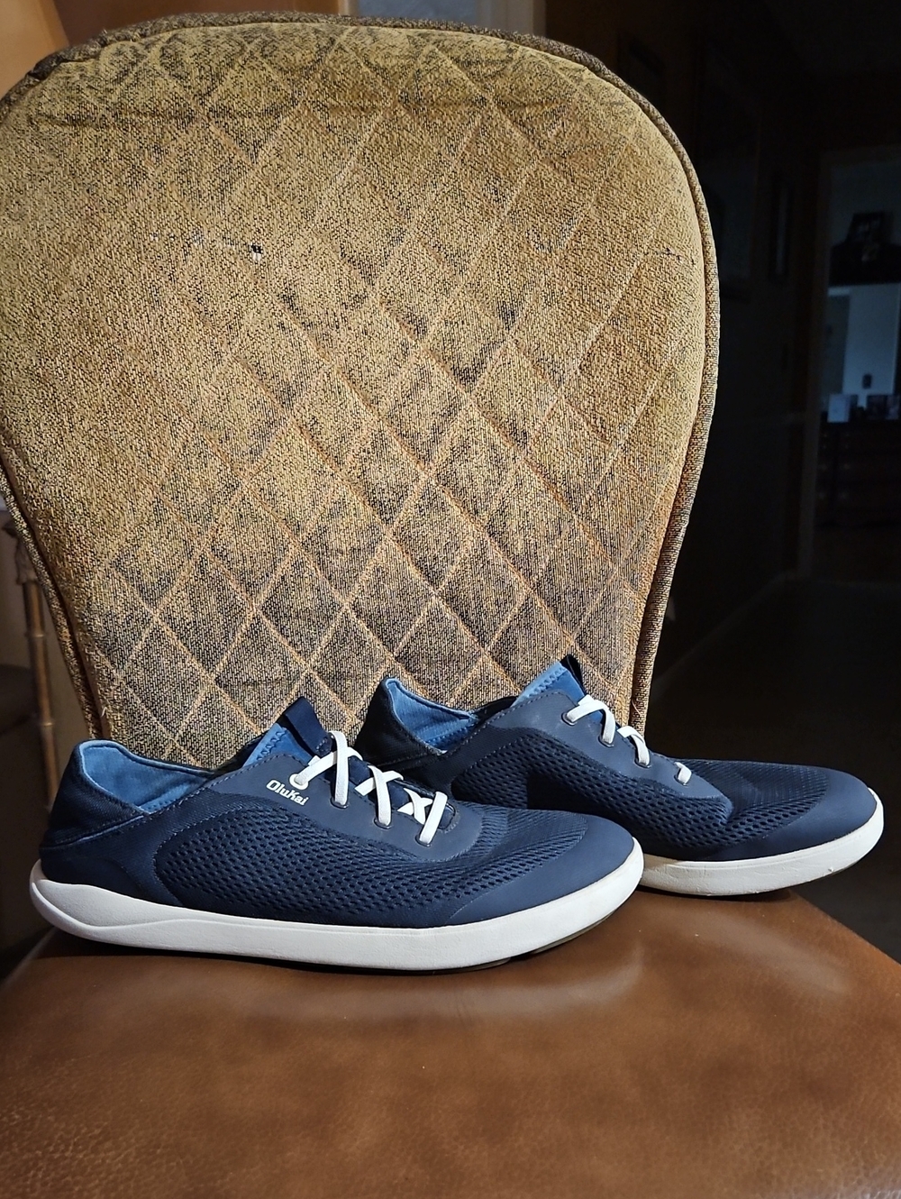 Olukai Moku Pae Slip On Loafers Sneakers Boat Shoes Navy Blue White